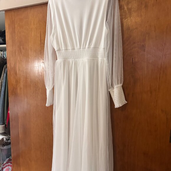 Layla Tulle Maxi Dress-White - Picture 4 of 7